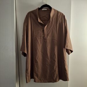 Coofandy Men's Brown Casual Short Sleeve Shirt